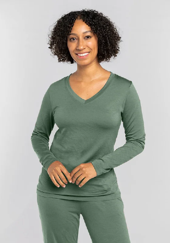 Lily V Neck Lounge Top - Duck Green