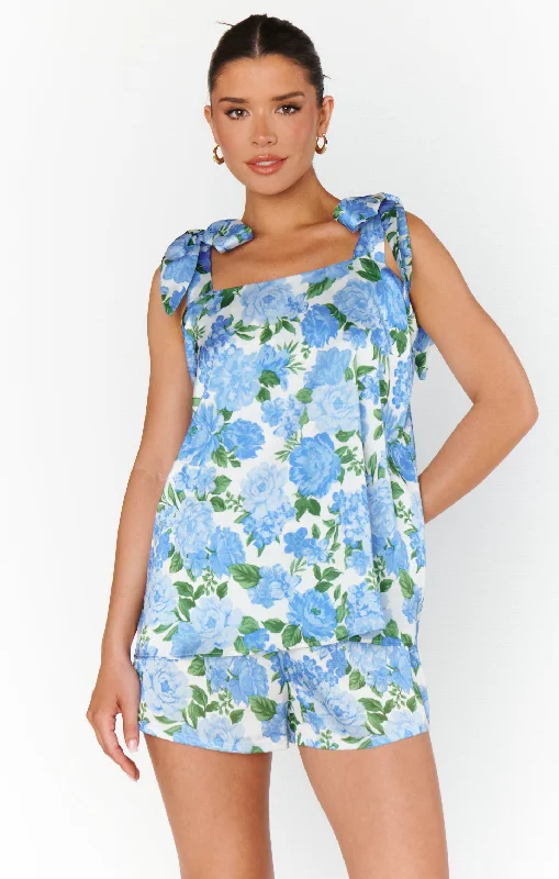 Makeup Tank ~ Cottage Floral Blue