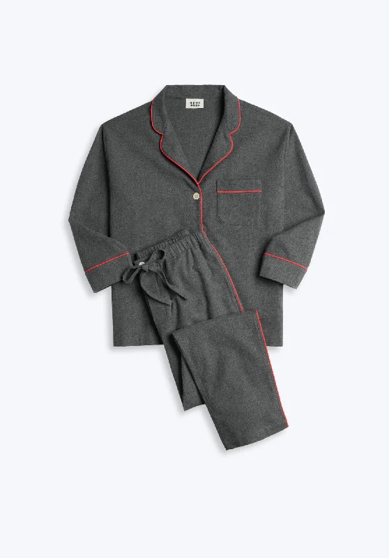 Marina Pajama Set in Charcoal Grey Flannel