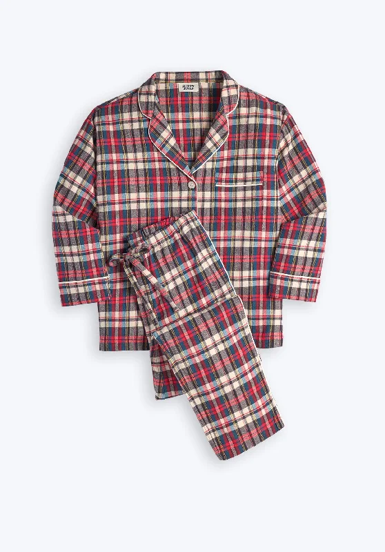 Marina Pajama Set in Flannel Taffeta Plaid