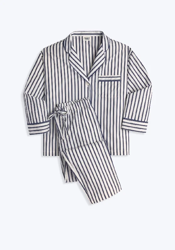 Marina Pajama Set in Navy Breton Stripe