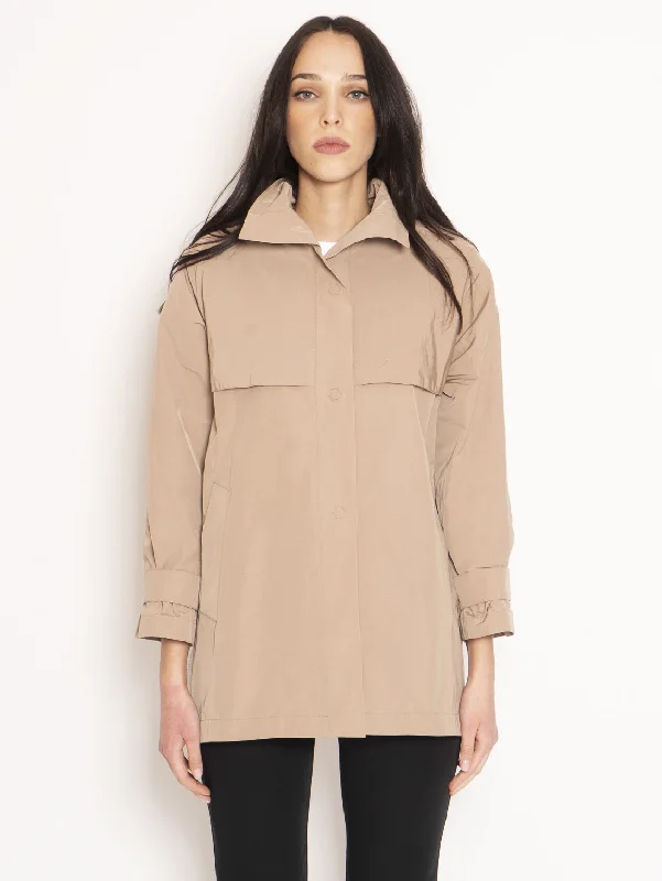 Trench con Cinta e Zip Beige