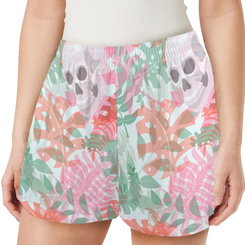 Pastel Floral Skull Women's Pajama Shorts