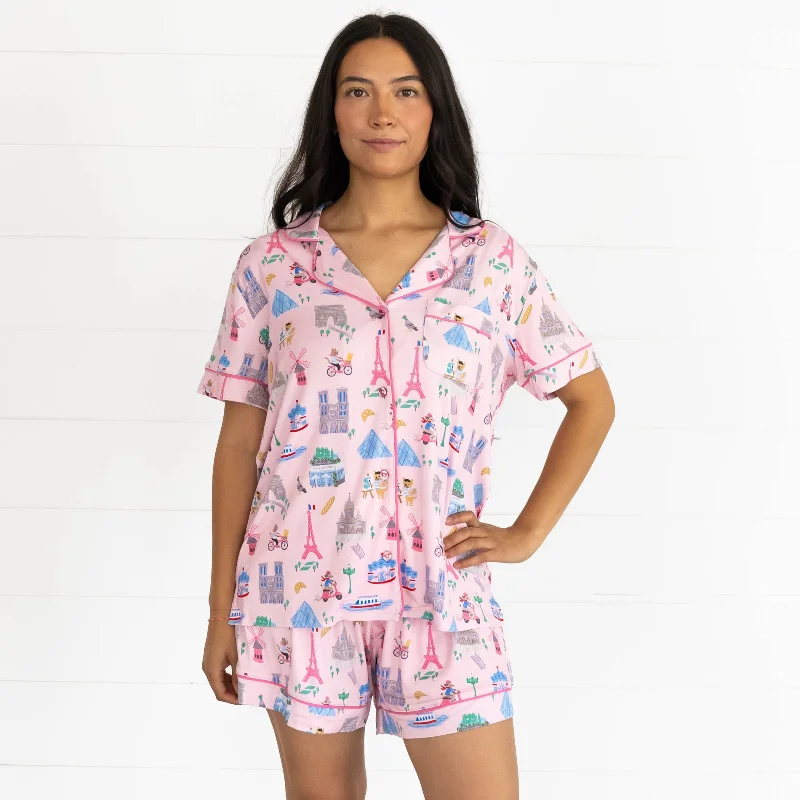 Pink Weekend in Paris Women's Short Sleeve & Shorts Pajama Set