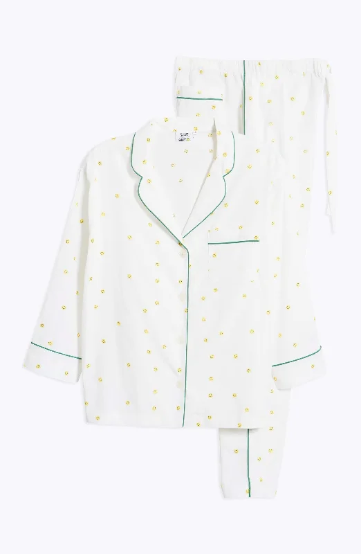 Sleepy Jones x Smiley® - Marina Pajama Set in White Poplin