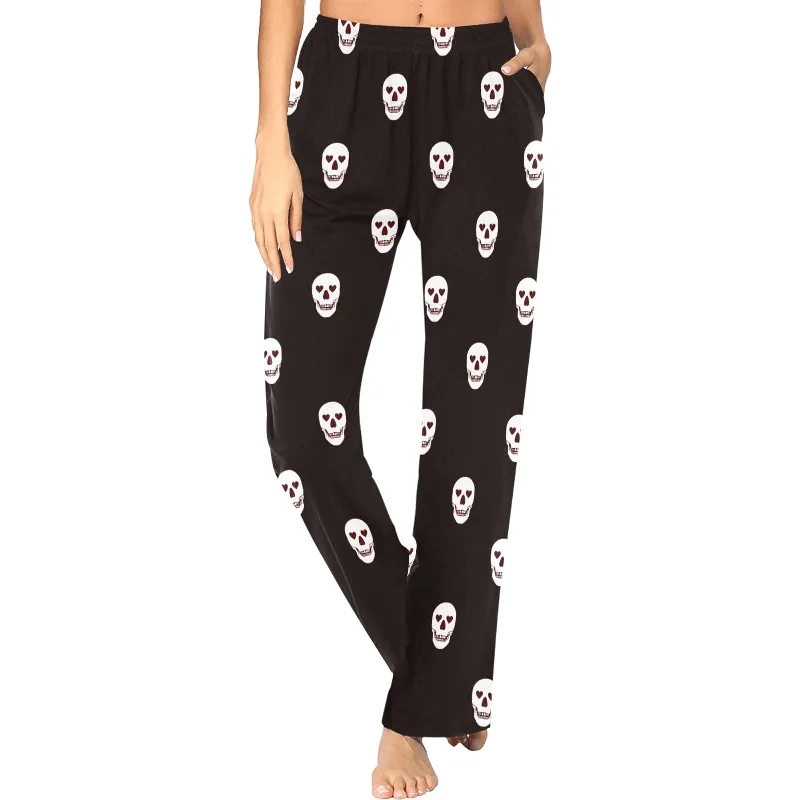 Women's Skull Heart Eyes Pajama Pants