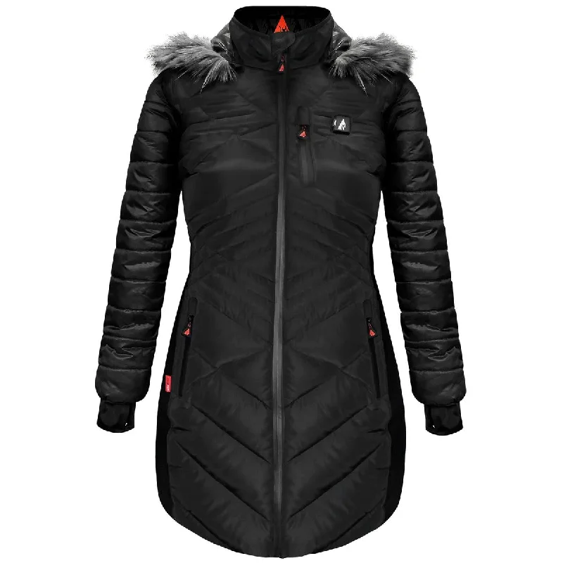 ActionHeat 5V Women's Heated Long Puffer Jacket W/ Hood Modern Women's 