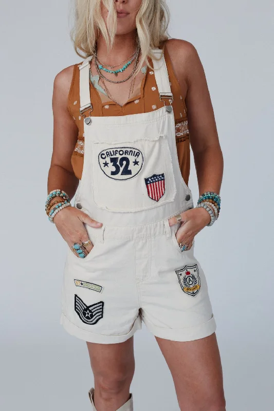 Aviator Patchwork Overalls - Oat Relaxed Women's Beachy