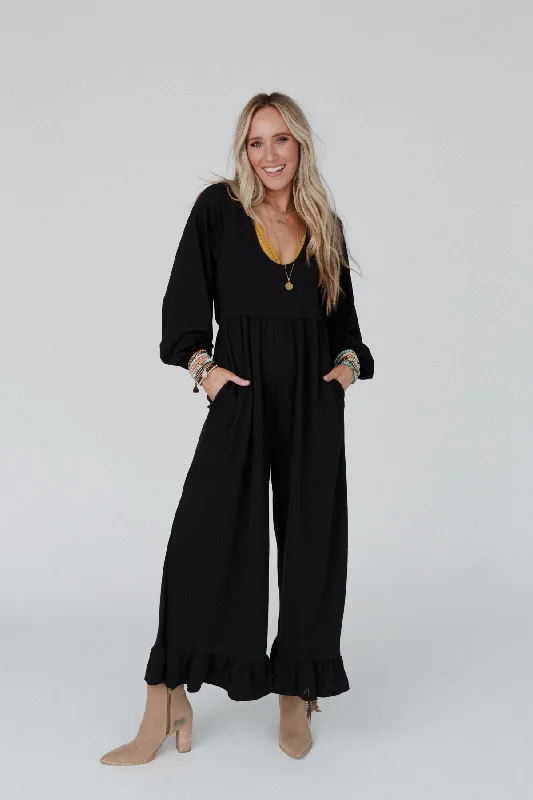 The Nest Best Intentions Long Sleeve Jumpsuit - Black