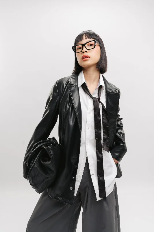 Seoul Y2K Black Leather Jacket