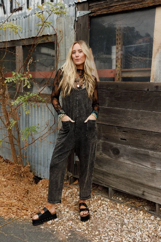 Brooke Pocket Jumpsuit - Ash Black Athletic Women's High - 