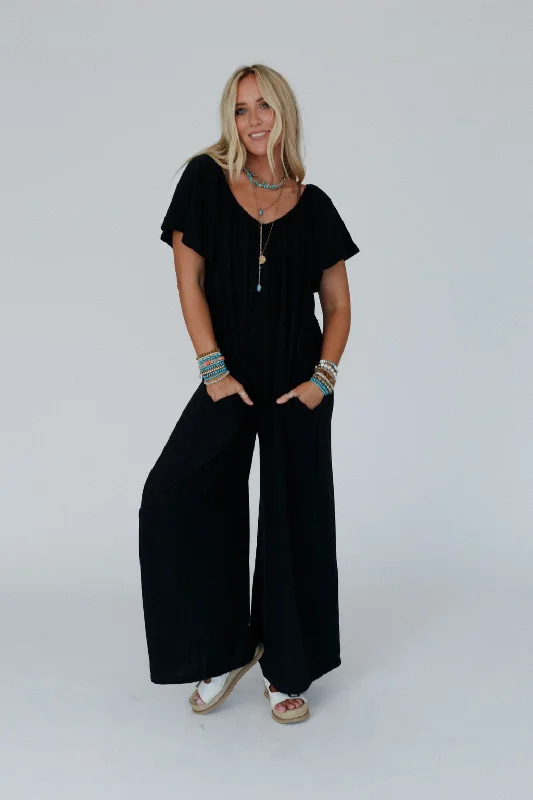 The Nest Calista Jumpsuit - Black Sporty Women's Tennis