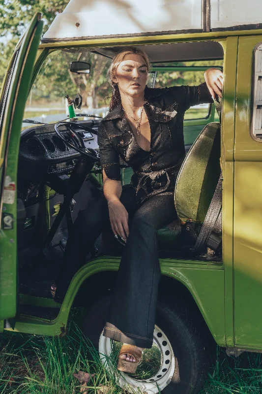 Diva  Denim Jumpsuit - Blackbird Wash Business