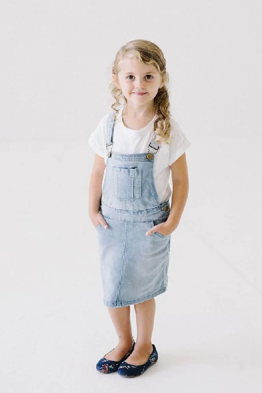 'Emerson' Girl Light Denim Skirt Overalls Scandinavian