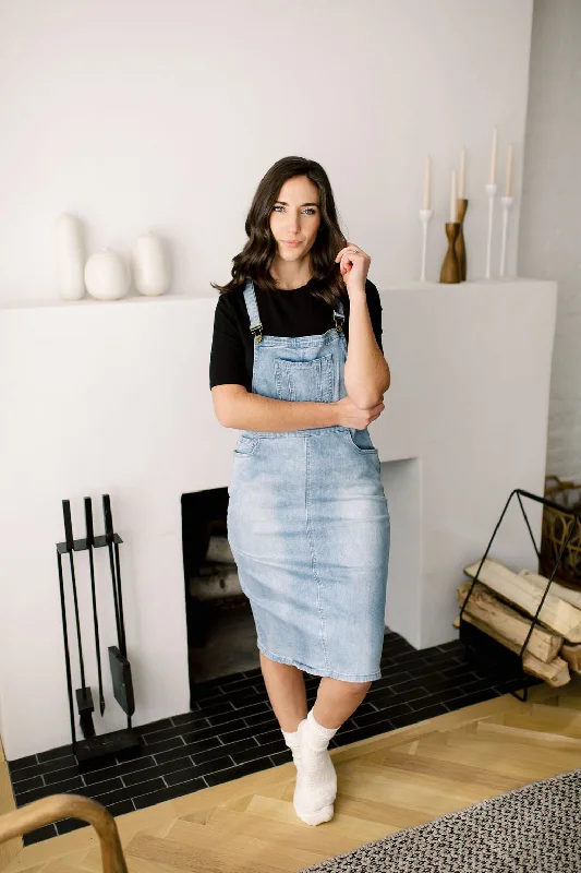 'Emerson' Light Denim Skirt Overalls Street