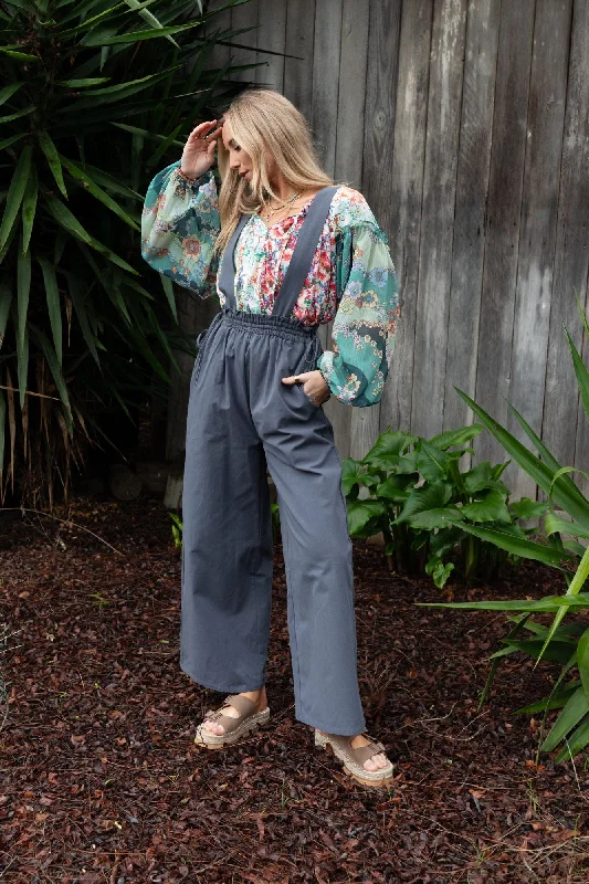 Garland Wide Leg Jumpsuit - Navy Classic Women's Pin - striped