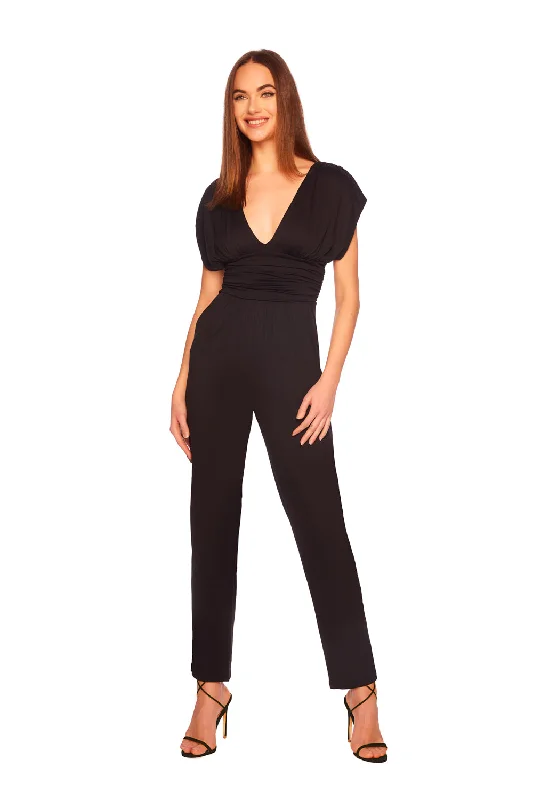 gathered v jumpsuit