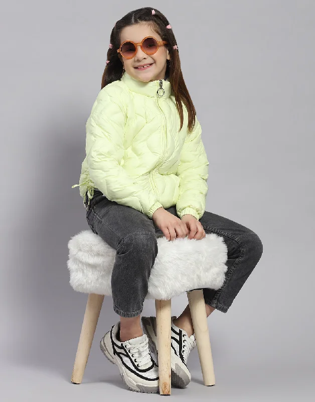 Girls Green Check Stand Collar Full Sleeve Girls Jacket Relaxed Women's 