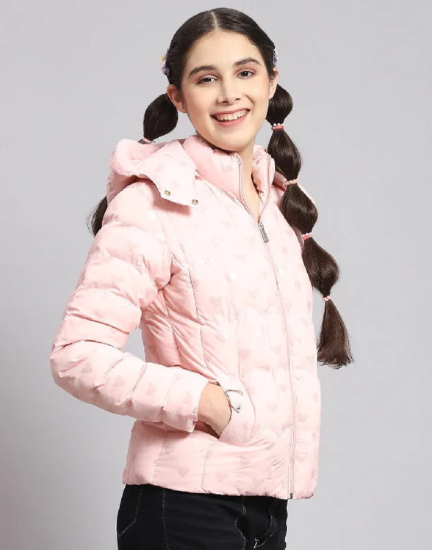 Girls Pink Printed Hooded Full Sleeve Girls Jacket Tough Women's Military - inspired Girls Pink Printed Hooded Full Sleeve Girls Jacket Tough Women's Military - inspired