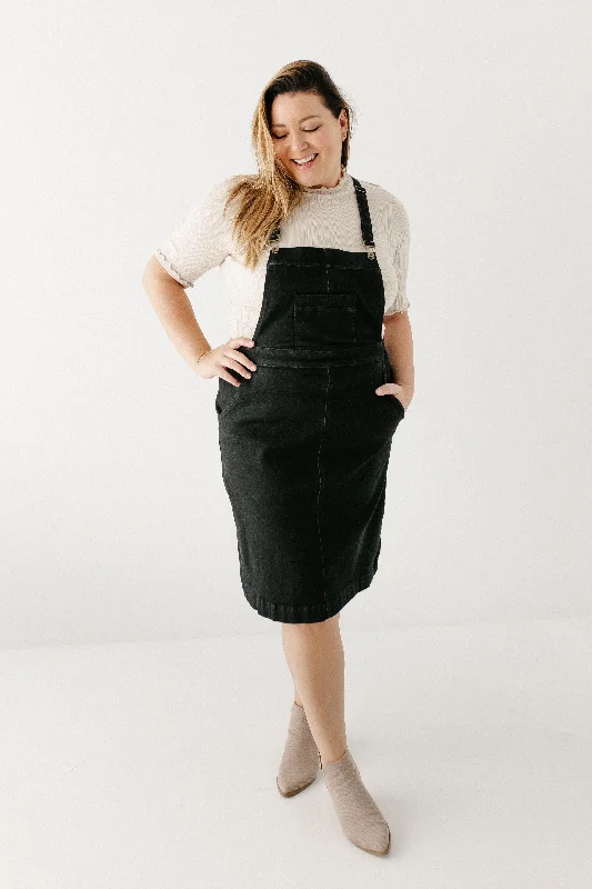 'Hailee' Black Denim Skirt Overalls FINAL SALE Feminine Women's Style 