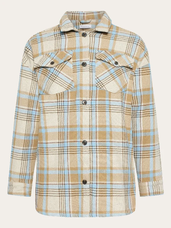 Heavy flannel check overshirt - GOTS/Vegan - Beige check Sporty Women's Tennis