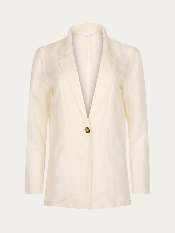 Linen mix loose blazer - Buttercream Dynamic Women's Moto