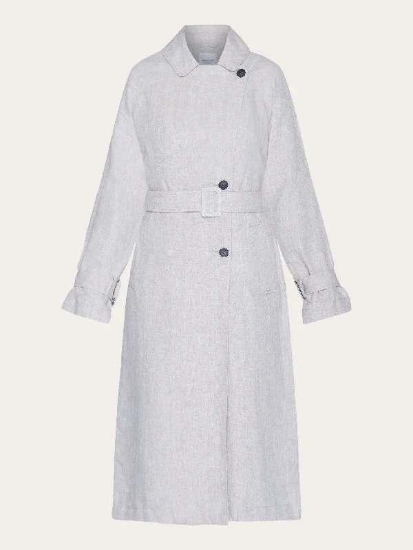 Linen trenchcoat - GOTS/Vegan - Light feather gray Australian Beach