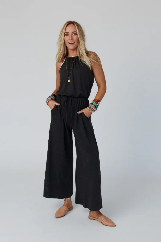 The Nest Lucky Love High Neck Jumpsuit - Charcoal 2Tone