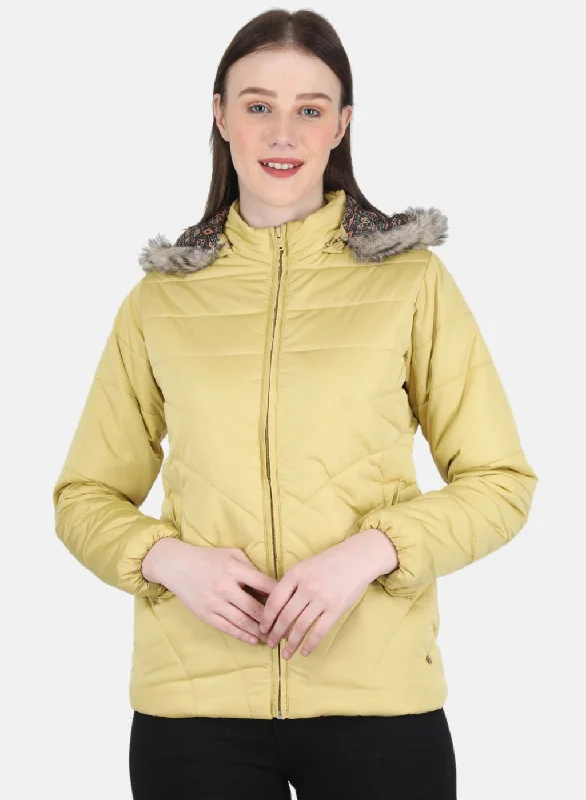 Women Mustard Solid Jacket Dapper Women's Bow - adorned