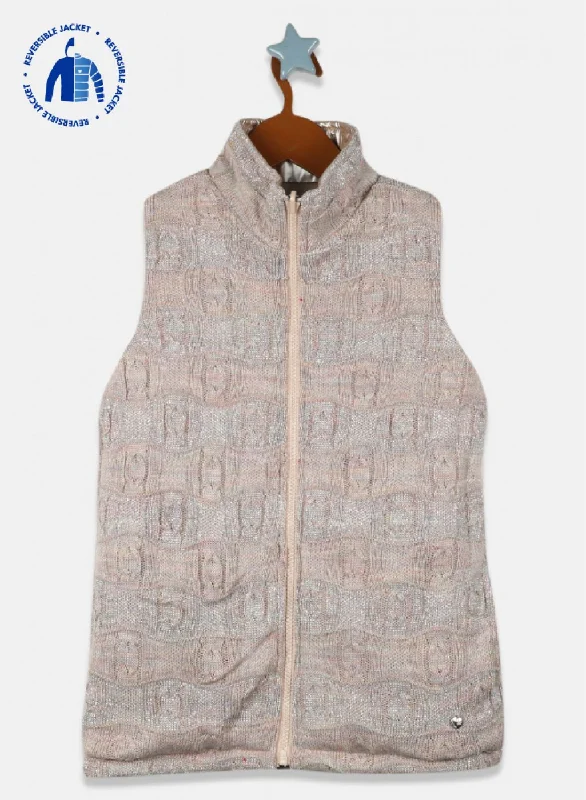 Girls Beige Reversible Solid Jacket Earthy Women's 