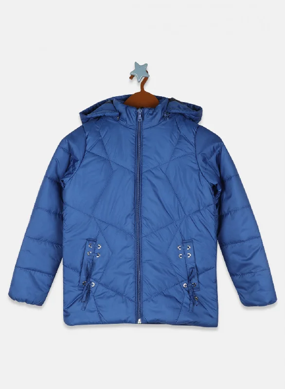Girls Blue Solid Jacket Artistic Women's Avant - 