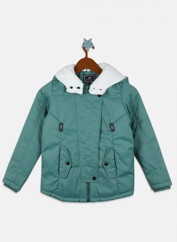 Girls Green Solid Jacket Dynamic Women's High - energy
