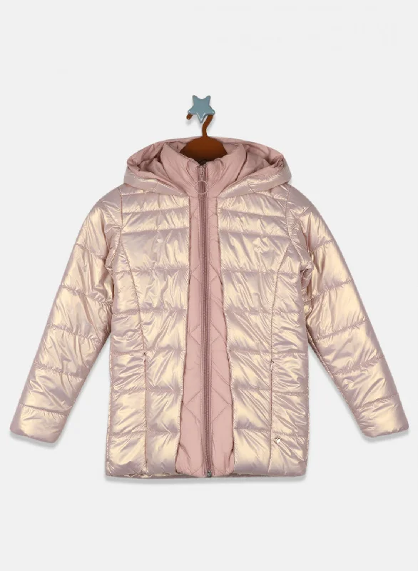 Girls Peach Solid Jacket Cool Women's Skate