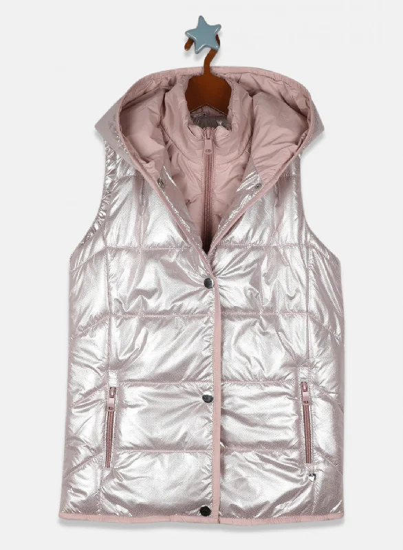 Girls Pink Solid Jacket Elegant Women's 