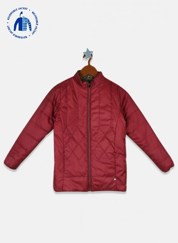 Girls Red & Green Reversible Printed Jacket Trendy Women's 