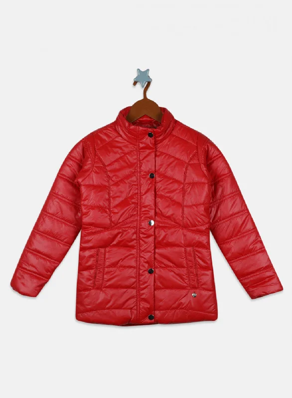 Girls Red Solid Jacket Sporty Women's Tennis