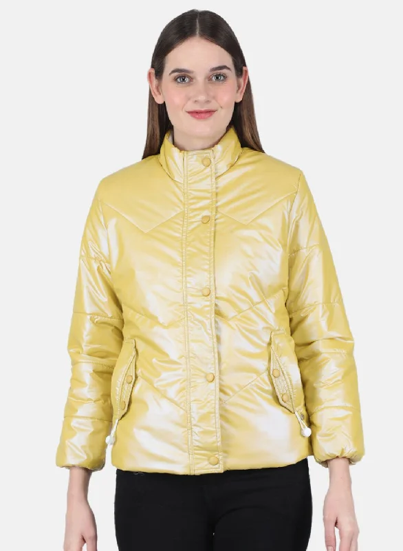 Women Mustard Solid Jacket Bold Women's Statement