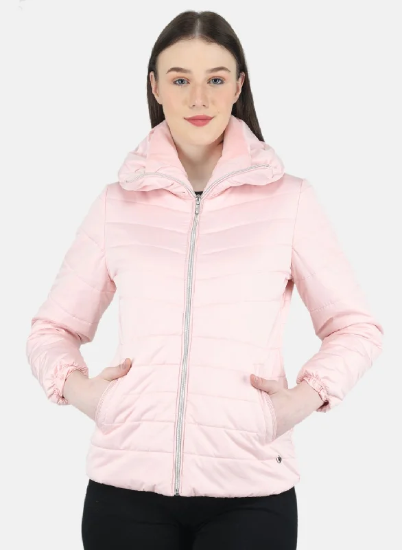 Women Pink Self Design Jacket garde