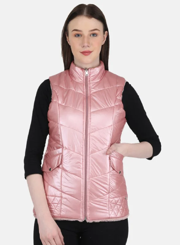 Women Pink Solid Jacket Sustainable Organic