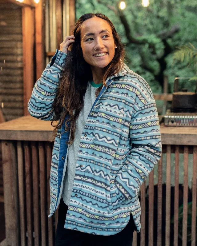 Orion Recycled Sherpa-Lined Polar Fleece Shirt - Mountain Geo Arctic Youthful Women's Pop