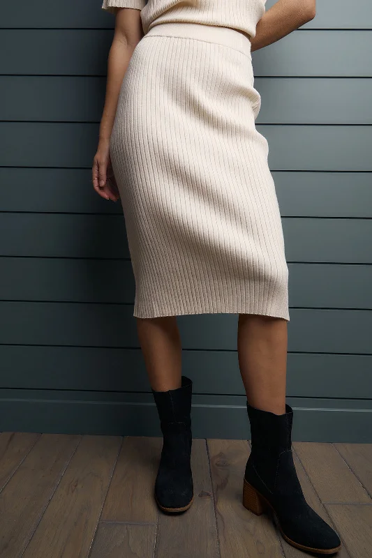 Parker Ribbed Cream Skirt Preppy Women's College