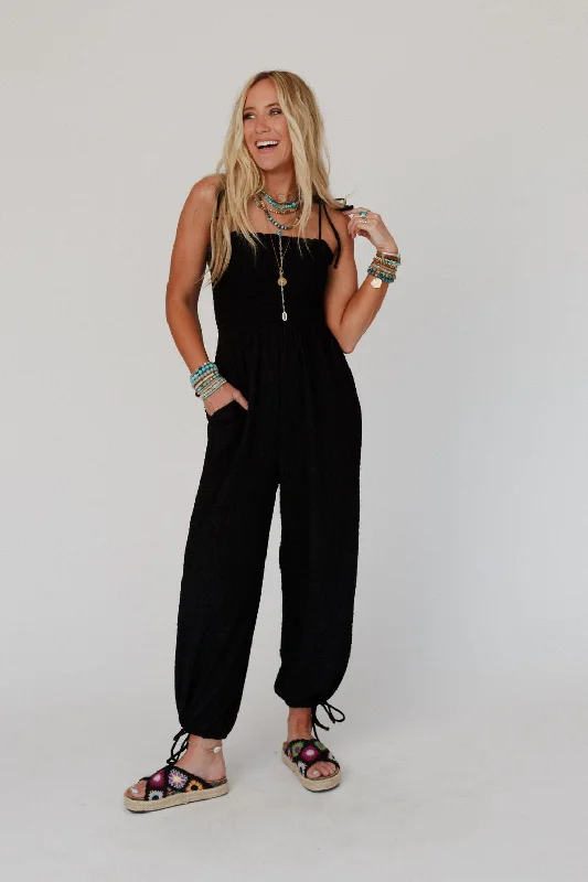 The Nest Perfect Timing Textured Jumpsuit - Black