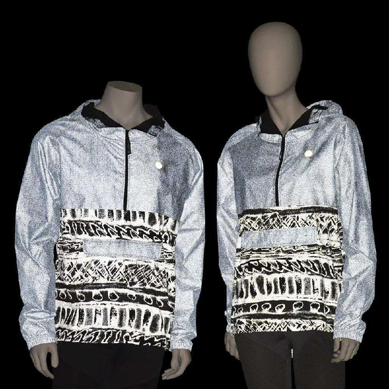 Reflective Unisex Half-Zip Anorak in Black Practical Women's Quick - dry