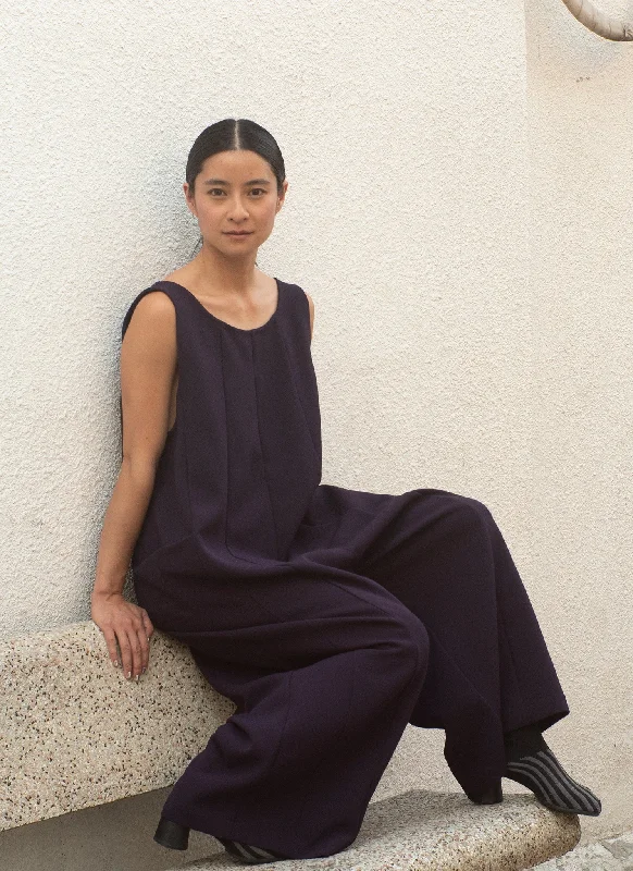 Verdant Sleeveless Pocket Jumpsuit - Eggplant Purple