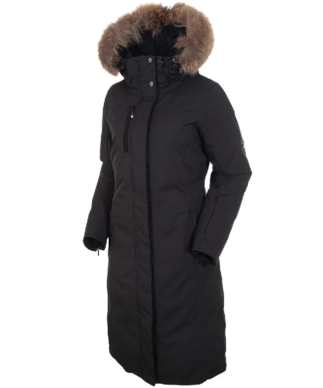 Women's Hillary Insulated Long Parka Coat with Removable Fur Ruff Edgy Women's Punk