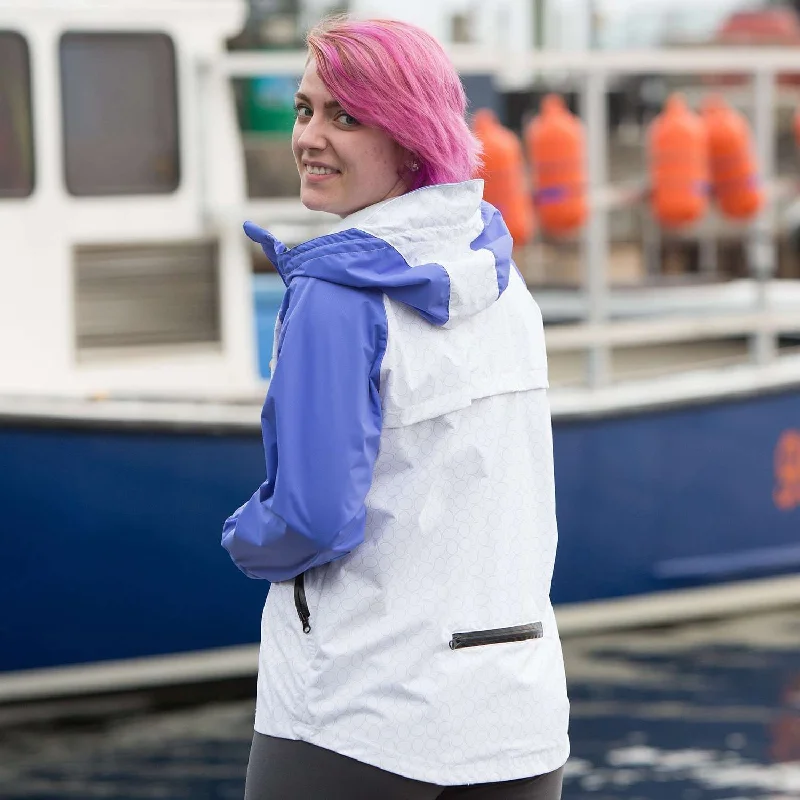 Waterproof Reflective Women's Colorado Jacket in Periwinkle/White Dapper Women's 1920S Waterproof Reflective Women's Colorado Jacket in Periwinkle/White Dapper Women's 1920S