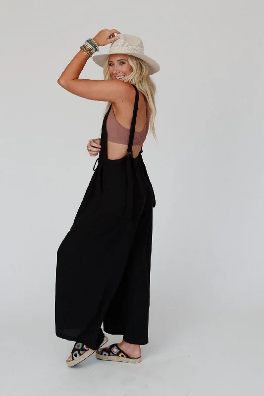 What Goes Around Open Back Jumpsuit - Black Practical Women's Quick - dry