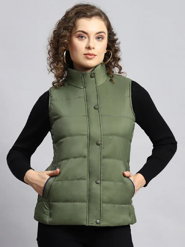 Women Olive Printed Jacket Dynamic Women's Moto