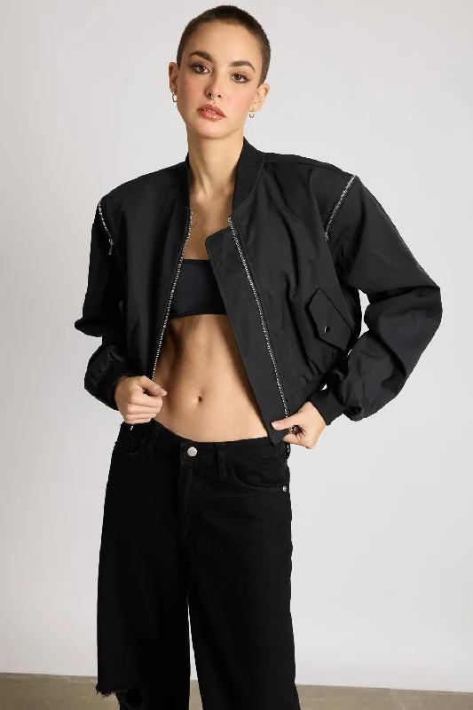 Zip With Me Black Bomber Jacket