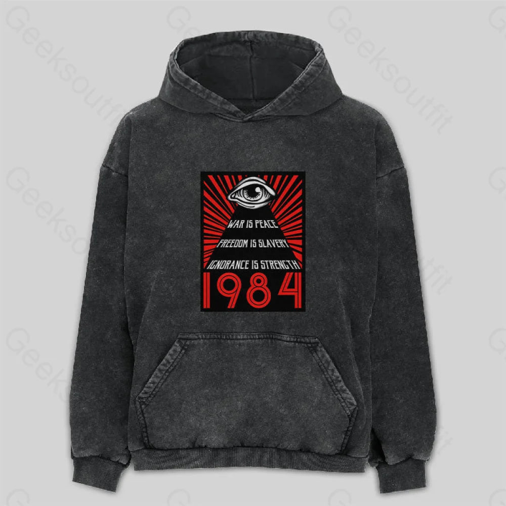1984 Orwell Washed Hoodie Luxurious Women's High -  end